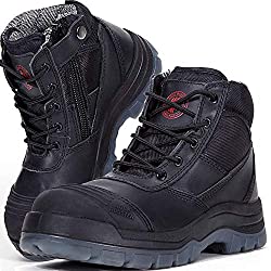 ROCKROOSTER Mens Work Boots, Steel Toe, YKK Zipper