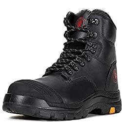 ROCKROOSTER Work Boots for Men, Steel Toe Boots with Side Zipper 